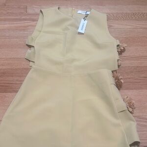 Cameo Yellow Sheath Mini Dress Sleeveless Crew Neck